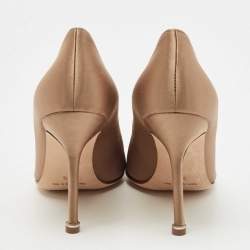 Pre Owned Manolo Blahnik Brown Satin Hangisi Pumps Size 36.5