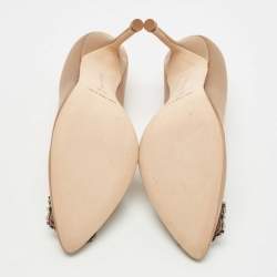 Pre Owned Manolo Blahnik Brown Satin Hangisi Pumps Size 36.5