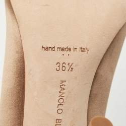 Pre Owned Manolo Blahnik Brown Satin Hangisi Pumps Size 36.5