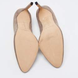 Pre Owned Manolo Blahnik Grey Suede Round Toe Pumps Size 36