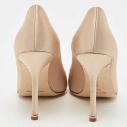 Manolo Blahnik Beige Satin Hangisi Pumps Size 39.5