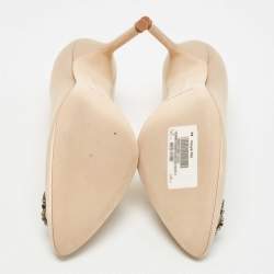 Manolo Blahnik Beige Satin Hangisi Pumps Size 39.5