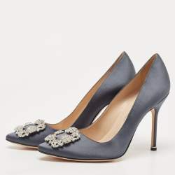 Manolo Blahnik  Grey Satin  Hangisi Pumps Size 39