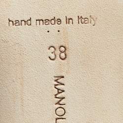 Pre Owned Manolo Blahnik Salmon Pink Satin Lurum Sandals Size 38