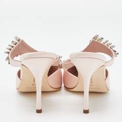 Pre Owned Manolo Blahnik Salmon Pink Satin Lurum Sandals Size 38