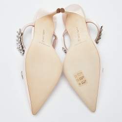 Pre Owned Manolo Blahnik Salmon Pink Satin Lurum Sandals Size 38