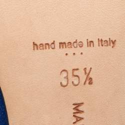 Pre Owned Manolo Blahnik Blue Satin Hangisi Pumps Size 35.5