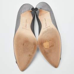 Manolo Blahnik Silver Lurex Fabric Hangisi Pumps Size 38