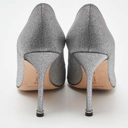 Manolo Blahnik Silver Lurex Fabric Hangisi Pumps Size 38