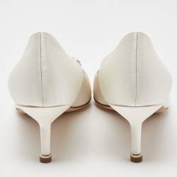 Manolo Blahnik White Satin Hangisi Pumps Size 40.5