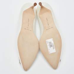 Manolo Blahnik White Satin Hangisi Pumps Size 40.5