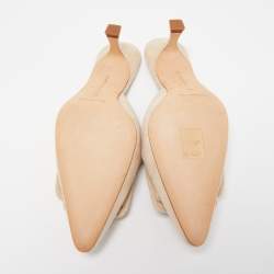 Pre Owned Manolo Blahnik Beige Suede Maysale Mules Size 38
