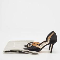 Pre Owned Manolo Blahnik Black Pleated Satin Sedaraby D'orsay Pumps Size 39