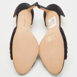 Pre Owned Manolo Blahnik Black Pleated Satin Sedaraby D'orsay Pumps Size 39