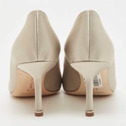 Pre Owned Manolo Blahnik Grey Satin Hangisi Pumps Size 37.5