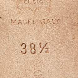 Pre Owned Manolo Blahnik Two Tone Embossed Lizard Ankle Strap Sandals Size 38.5