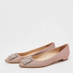 Manolo Blahnik Gold Glitter Hangisi Ballet Flats Size 39