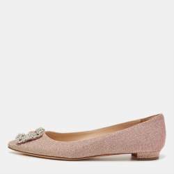 Manolo Blahnik Gold Glitter Hangisi Ballet Flats Size 39