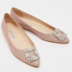 Manolo Blahnik Gold Glitter Hangisi Ballet Flats Size 39