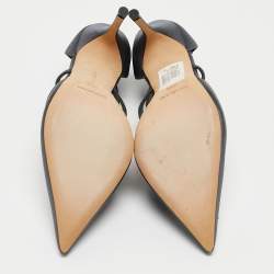 Pre Owned Manolo Blahnik Navy Blue Satin Lala Pumps Size 38.5 