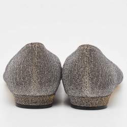 Pre Owned Manolo Blahnik Metallic Lurex Fabric Hangisi Ballet Flats Size 38.5