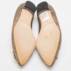 Pre Owned Manolo Blahnik Metallic Lurex Fabric Hangisi Ballet Flats Size 38.5
