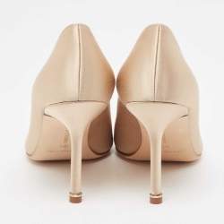 Pre Owned Manolo Blahnik Beige Satin Hangisi Pumps Size 39.5
