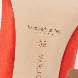 Pre Owned Manolo Blahnik Red Satin Hangisi Pumps Size 38