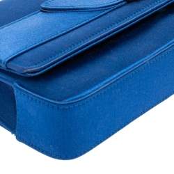 Manolo Blahnik Royal Blue Satin Gothisi Buckle Clutch