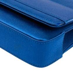 Manolo Blahnik Royal Blue Satin Gothisi Buckle Clutch