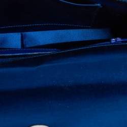 Manolo Blahnik Royal Blue Satin Gothisi Buckle Clutch