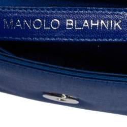 Manolo Blahnik Royal Blue Satin Gothisi Buckle Clutch