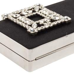 Manolo Blahnik Black Satin Laka Chain Clutch