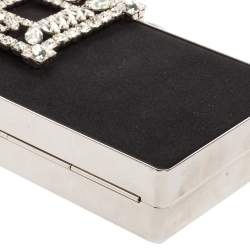 Manolo Blahnik Black Satin Laka Chain Clutch