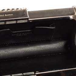 Manolo Blahnik Black Satin Laka Chain Clutch