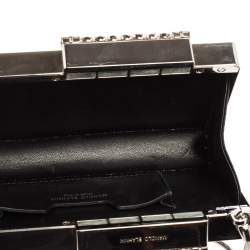 Manolo Blahnik Black Satin Laka Chain Clutch