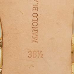 Pre Owned Manolo Blahnik Gold Leather Strappy Flat Sandals Size 38.5