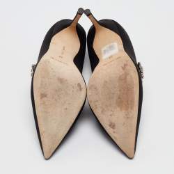 Pre Owned Manolo Blahnik Black Satin Shufti Pumps Size 37