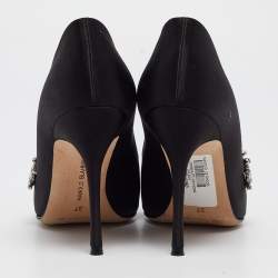 Pre Owned Manolo Blahnik Black Satin Shufti Pumps Size 37