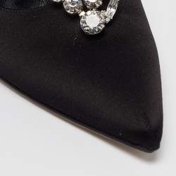 Pre Owned Manolo Blahnik Black Satin Shufti Pumps Size 37