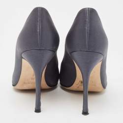 Pre Owned Manolo Blahnik Grey Satin Okkava Pumps Size 38