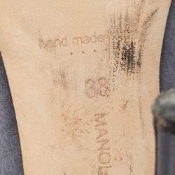 Pre Owned Manolo Blahnik Grey Satin Okkava Pumps Size 38