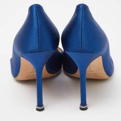 Pre Owned Manolo Blahnik Blue Satin Hangisi Pumps Size 38.5
