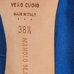 Pre Owned Manolo Blahnik Blue Satin Hangisi Pumps Size 38.5