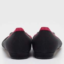 Manolo Blahnik Black/Pink Satin Gotrian Ballet Flats Size 40