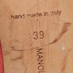 Pre Owned Manolo Blahnik Pink Satin Hangisi Pumps Size 39