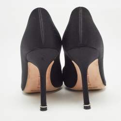 Pre Owned Manolo Blahnik Black Satin Hangisi Pumps Size 36