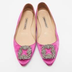 Manolo Blahnik Purple Satin Hangisi Ballet Flats Size 39.5
