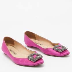 Manolo Blahnik Purple Satin Hangisi Ballet Flats Size 39.5