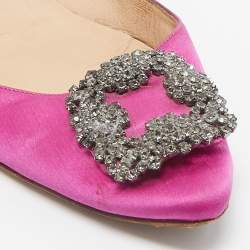 Manolo Blahnik Purple Satin Hangisi Ballet Flats Size 39.5